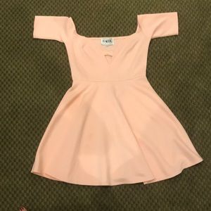 Pink skater off the shoulder dress